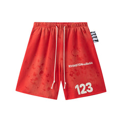 RRR123 Rivington 123 Splash‑Dye Raw‑Edge Sweat Shorts