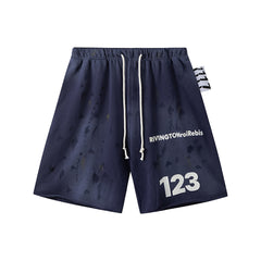 RRR123 Rivington 123 Splash‑Dye Raw‑Edge Sweat Shorts