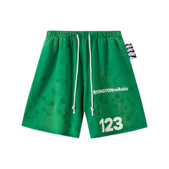 RRR123 Rivington 123 Splash‑Dye Raw‑Edge Sweat Shorts