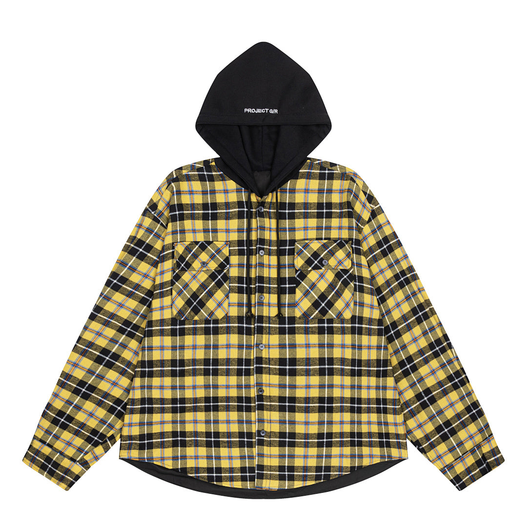 Street Ace Hooded Plaid Flannel Shirt Jacket 2‑Color Options