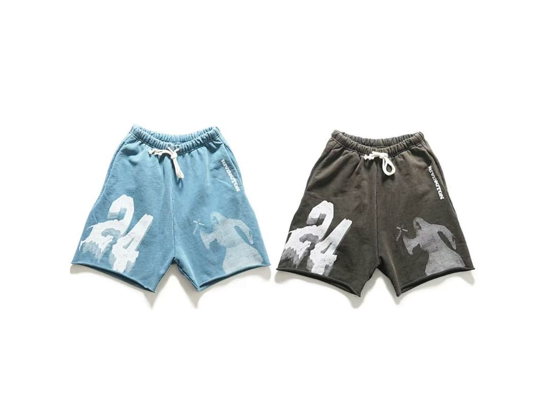 RRR123 Rivington 24 Ghost Print Raw‑Edge Sweat Shorts