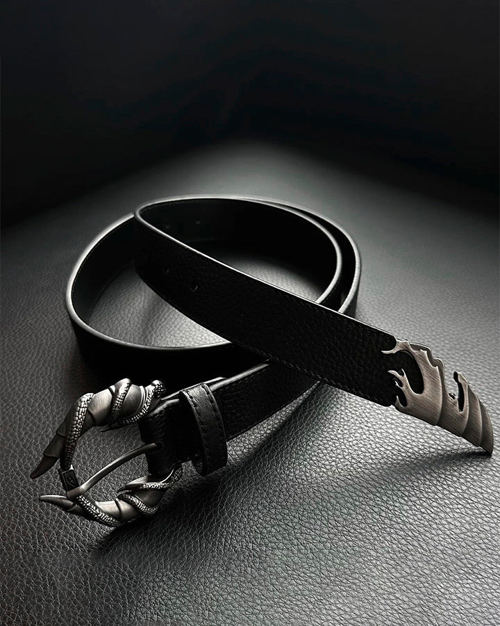 Vintage Wave Design PU Belt with Alloy Buckle