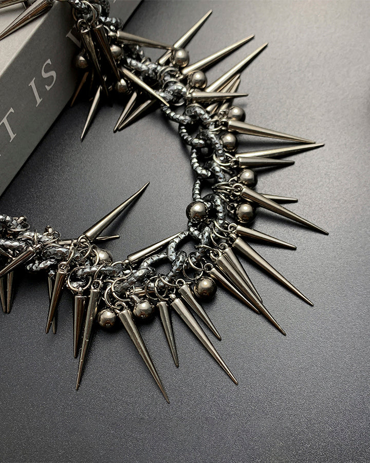 Studded Bead Tassel Abaya Necklace