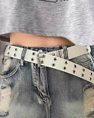 Star Cutout Double-Prong Buckle Belt