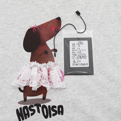 Ballet Dachshund Print Lace Cuff Tee
