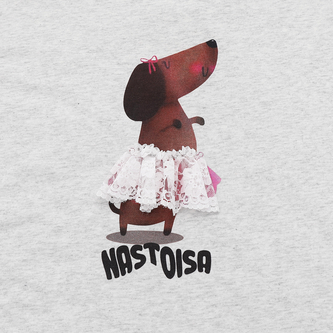 Ballet Dachshund Print Lace Cuff Tee