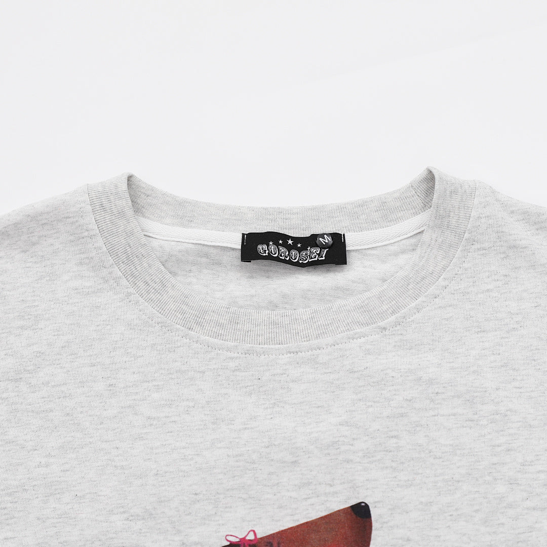Ballet Dachshund Print Lace Cuff Tee