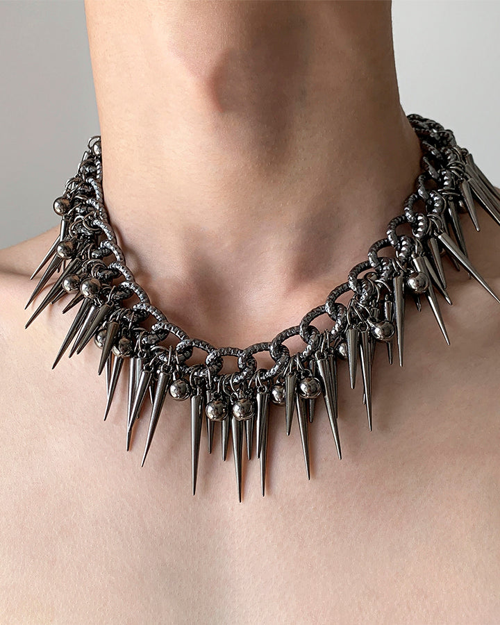 Studded Bead Tassel Abaya Necklace