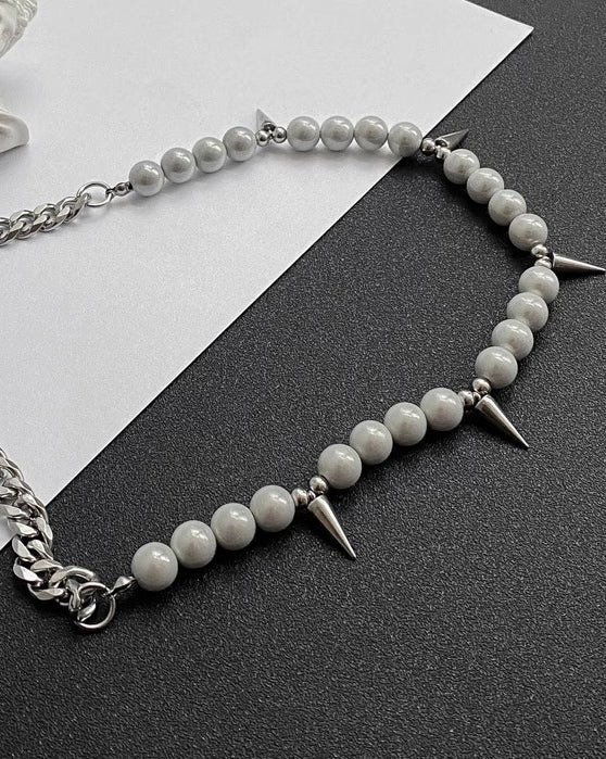 Hip-Hop Pearl Spike Necklace