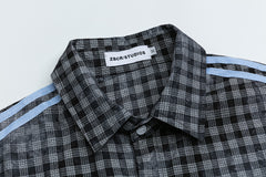 Gingham Side Stripe Star Embroidered Short Sleeve Shirt
