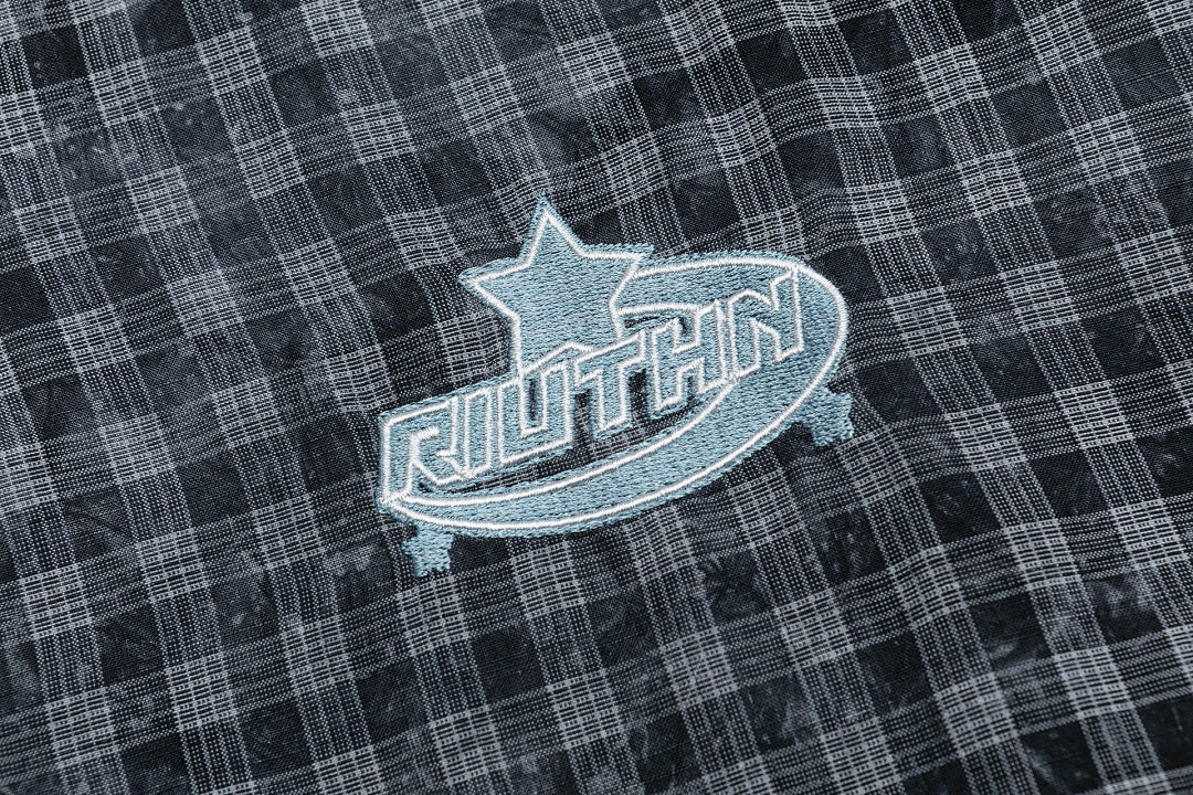 Gingham Side Stripe Star Embroidered Short Sleeve Shirt