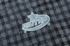 Gingham Side Stripe Star Embroidered Short Sleeve Shirt