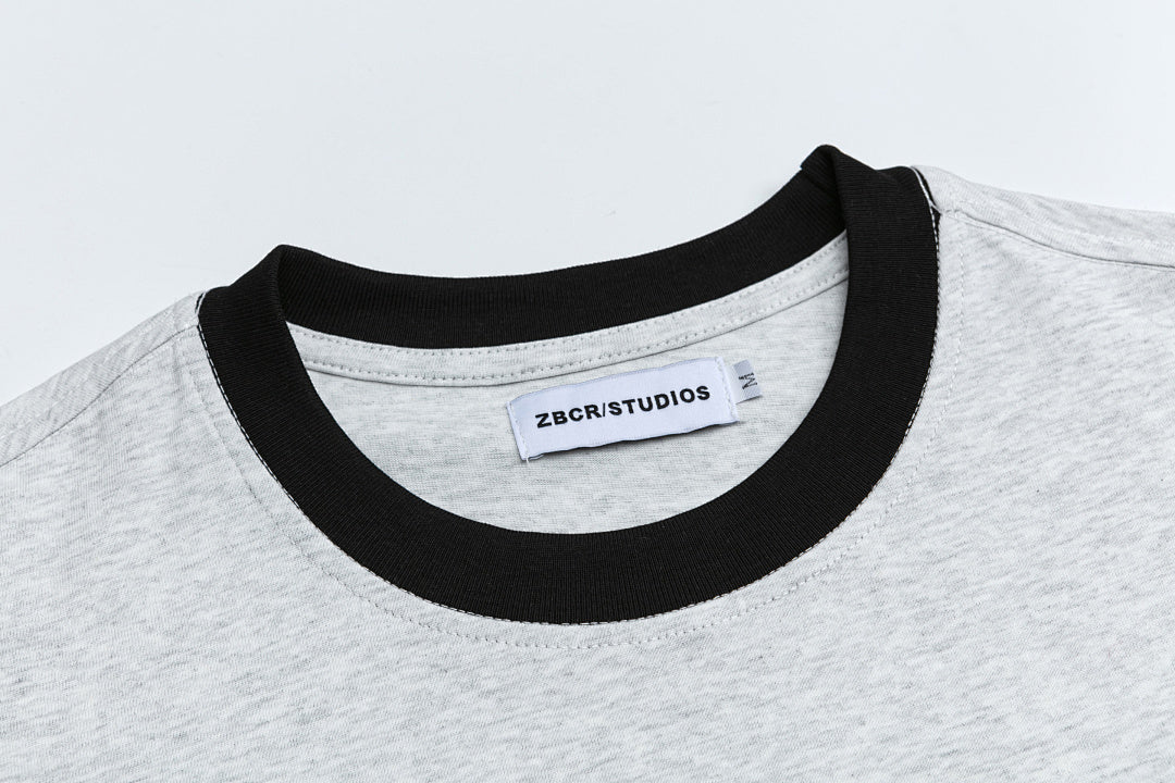 Dog Silhouette Print Red Ribbon Ringer Tee