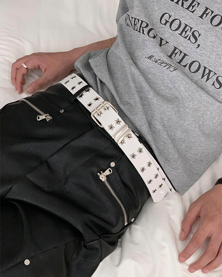 Star Cutout Double-Prong Buckle Belt