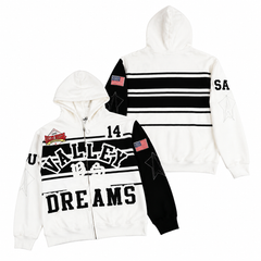 Valley Dreams American Flag Striped Colorblock Zip Up Hoodie