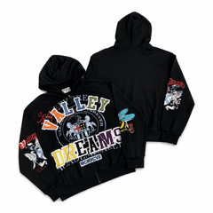 Valley Dreams Multicolor Chenille Patch Crest Bee Full Zip Hoodie