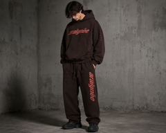 aralynée Logo Splatter‑Print Brown Hoodie & Sweatpants Set