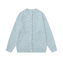 Speckled Knit Cardigan With Detachable Shawl Collar & Flower Brooch