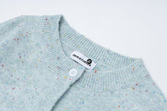 Speckled Knit Cardigan With Detachable Shawl Collar & Flower Brooch
