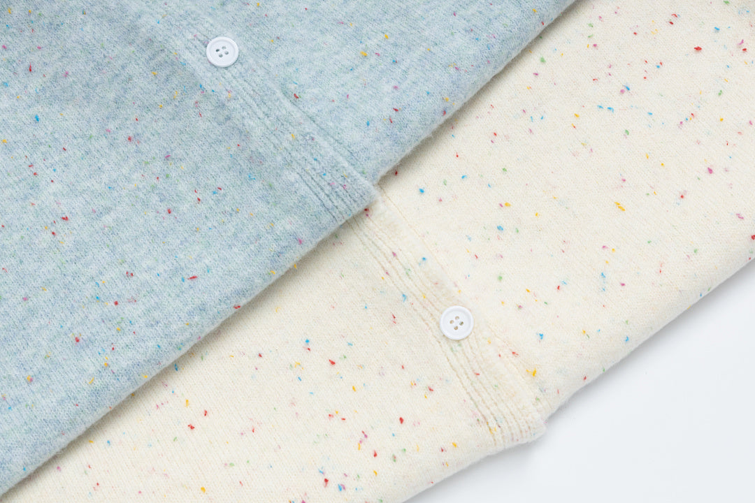 Speckled Knit Cardigan With Detachable Shawl Collar & Flower Brooch