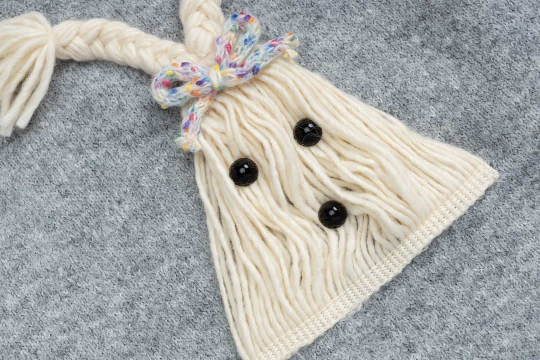 3D Braided Tassel Doll Applique Crewneck Sweater