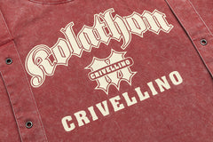 Washed Gothic Letter Rivet Strap Cropped Tee
