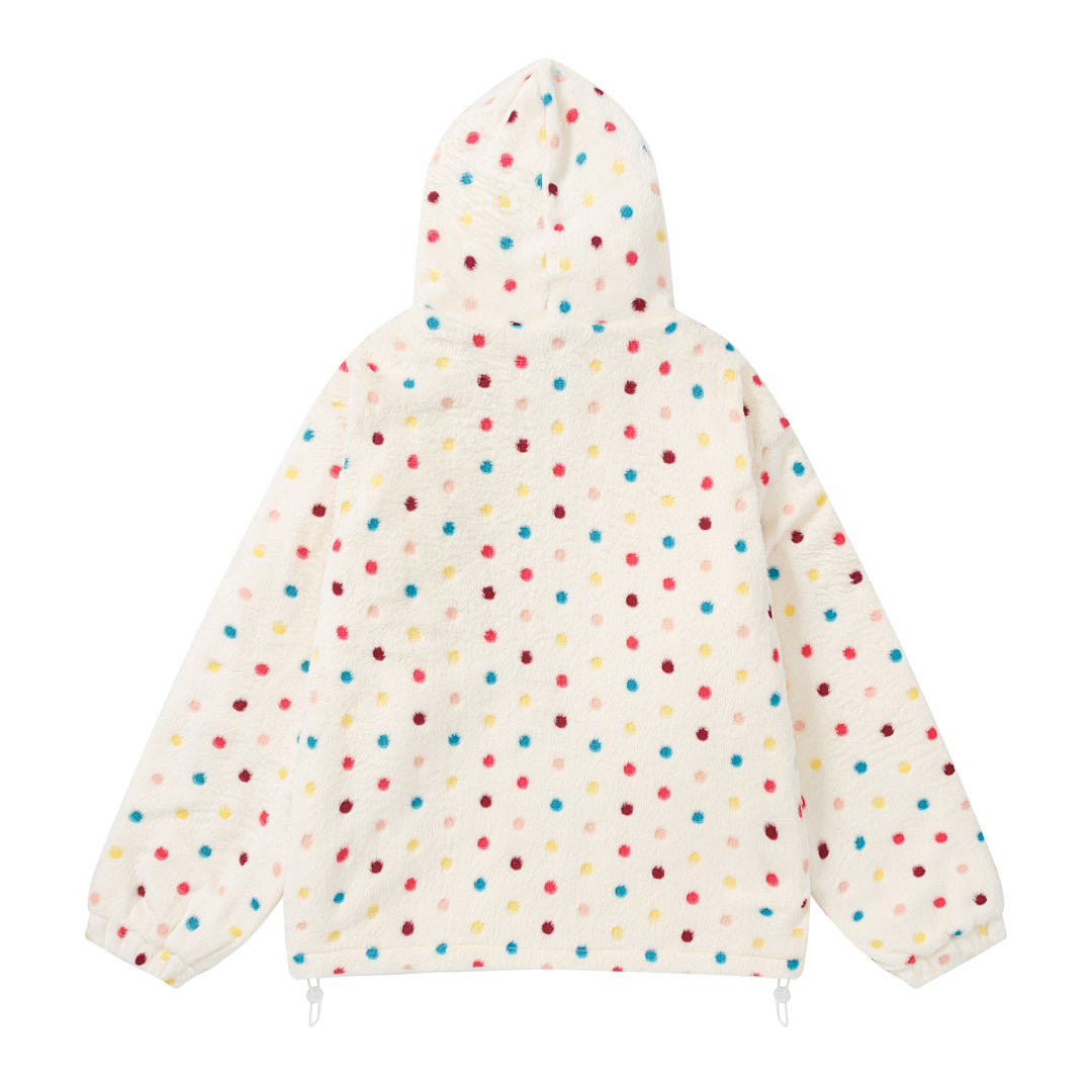 Multicolor Polka Dot Zip‑Up Hooded Jacket Bow Ties