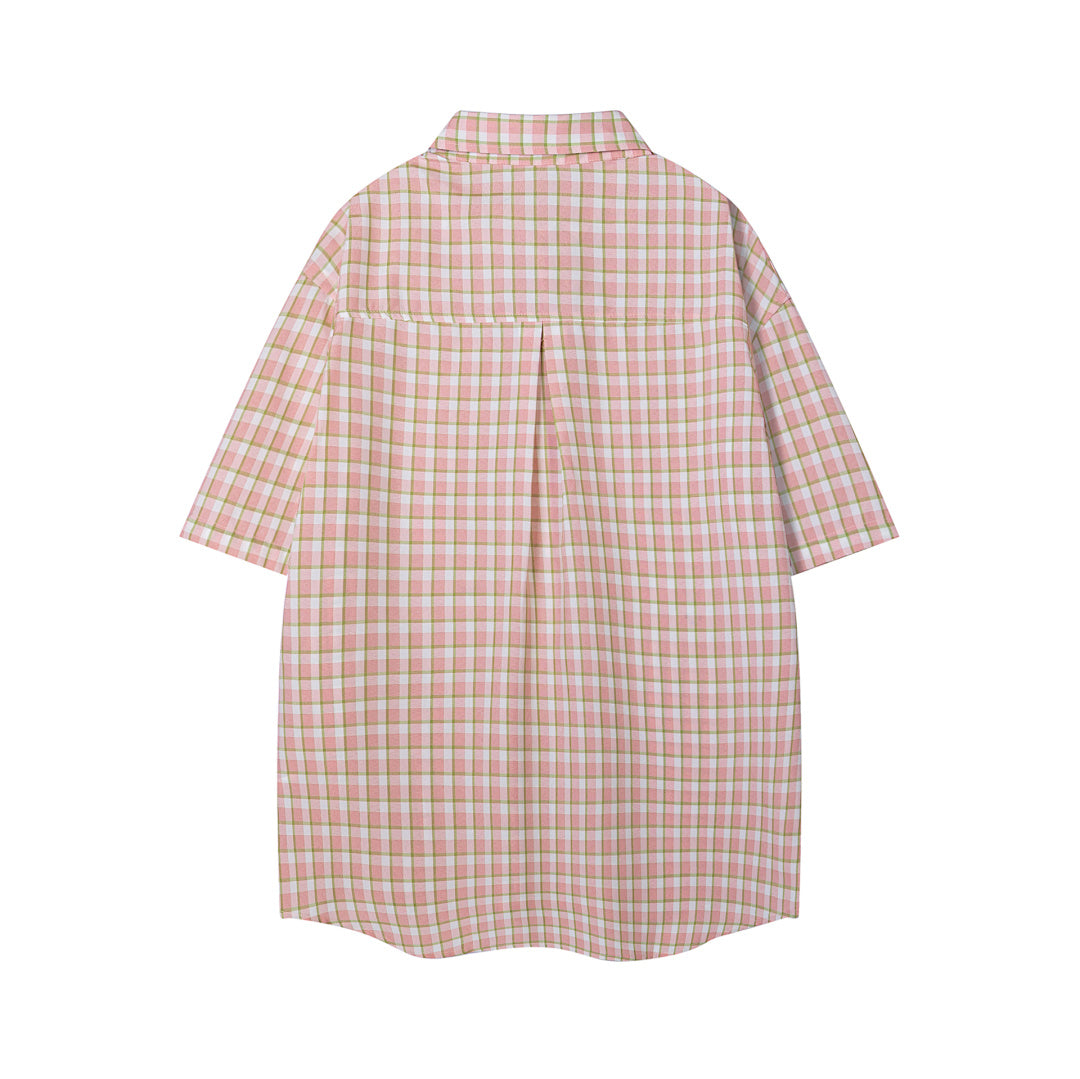 Plaid Shirt With Bunny Embroidery & Matching Tie
