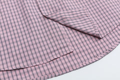 Ruffle Collar Animal Embroidery Pink Plaid Shirt