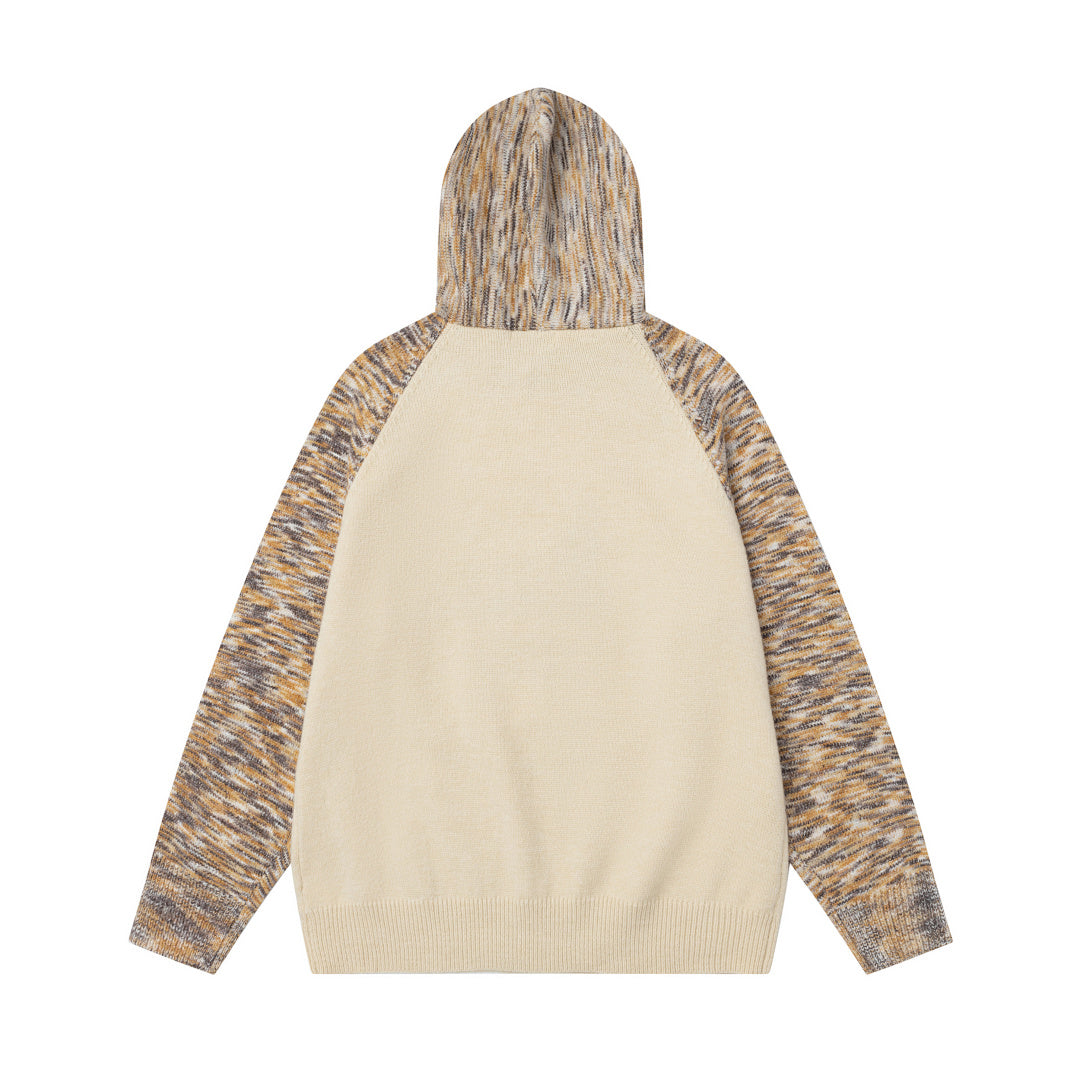 Dachshund Applique Raglan Hooded Knit Sweater