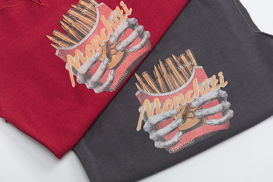 Notch Neck Skeleton French Fries Graphic Cropped Tank