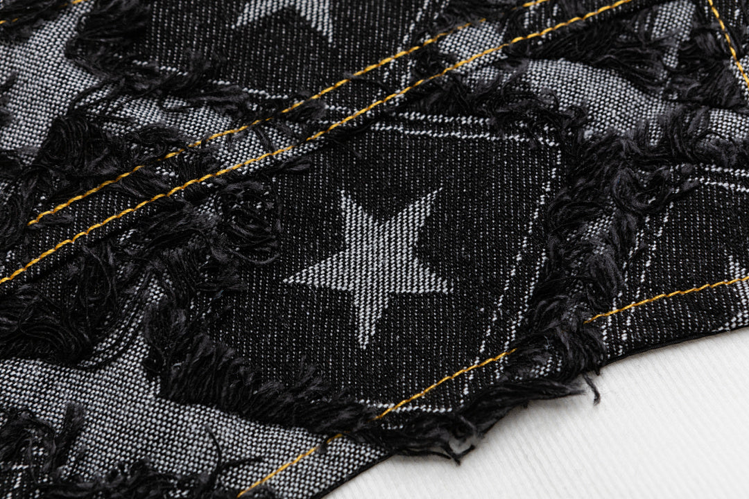 Star Denim Fringe Layered Halter Cami Top