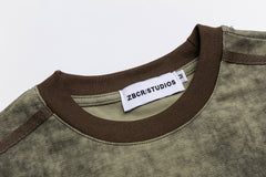 Wash Dye Logo Embroidered Contrast Trim Slim Tee