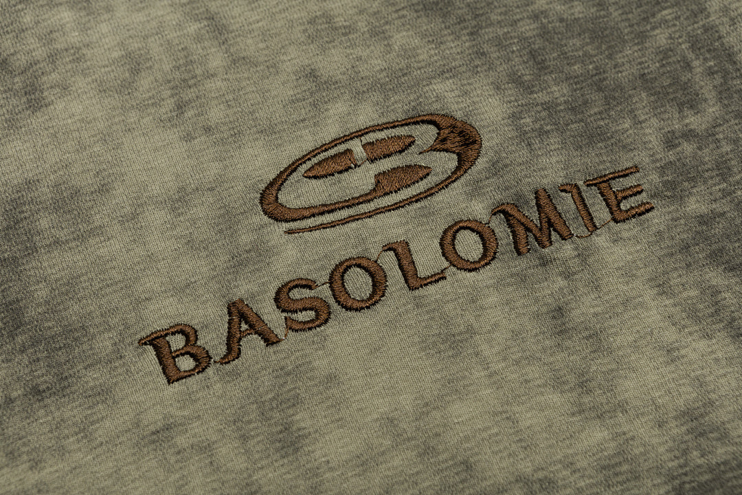 Wash Dye Logo Embroidered Contrast Trim Slim Tee