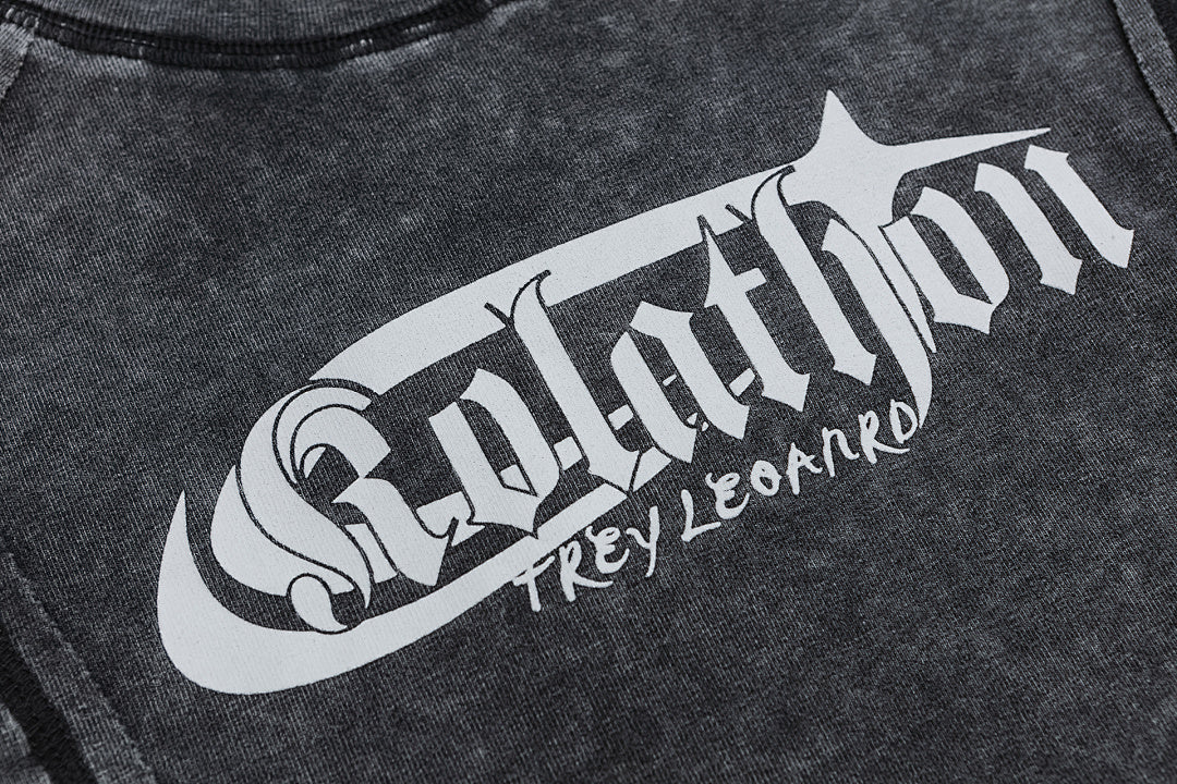 Washed Contrast Stitch Gothic Font Fitted Crop Tee