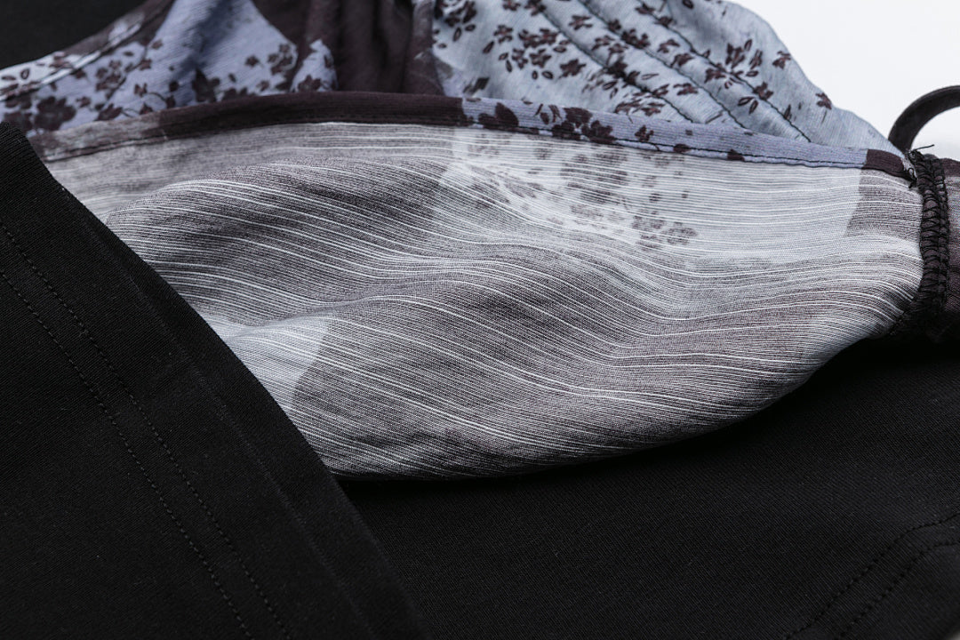 Abstract Floral Print Side Tie Layered‑Look Tank