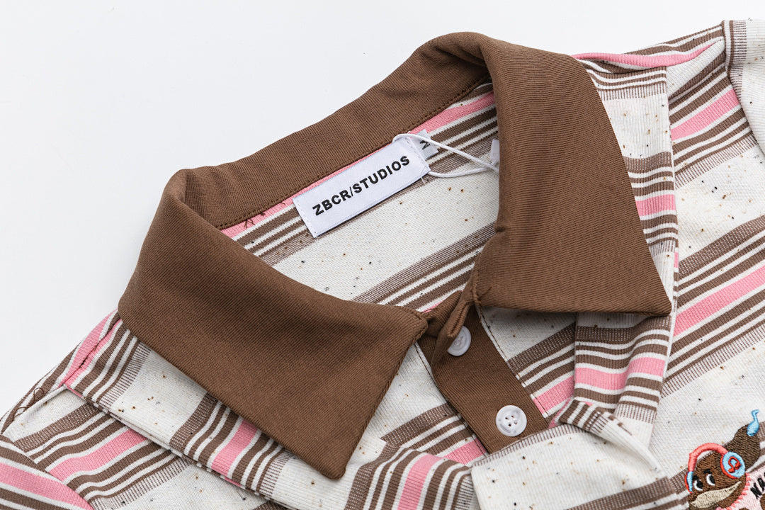 Striped Polo With Detachable Scarf, Cropped & Oversized