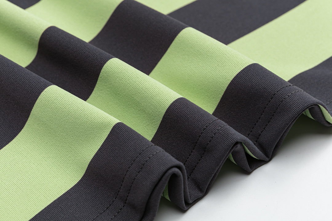 Stripe Towel Embroidery Drawstring Tee, Cropped & Oversized Fit