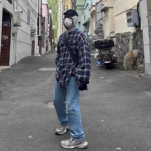 Street Ace Hooded Plaid Flannel Shirt Jacket 2‑Color Options