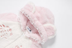 3D Cat Ear Fuzzy Zip Jacket Cartoon Cat Embroidery