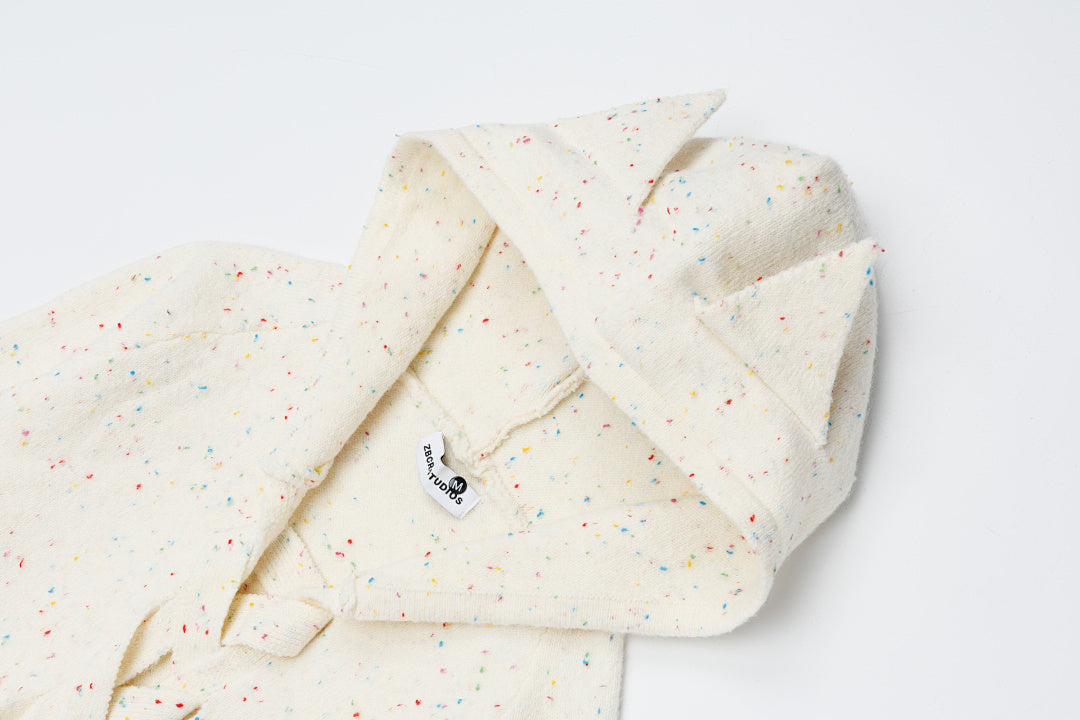 Speckled Kn Hoodie Cat‑Ear Lace‑Up Design