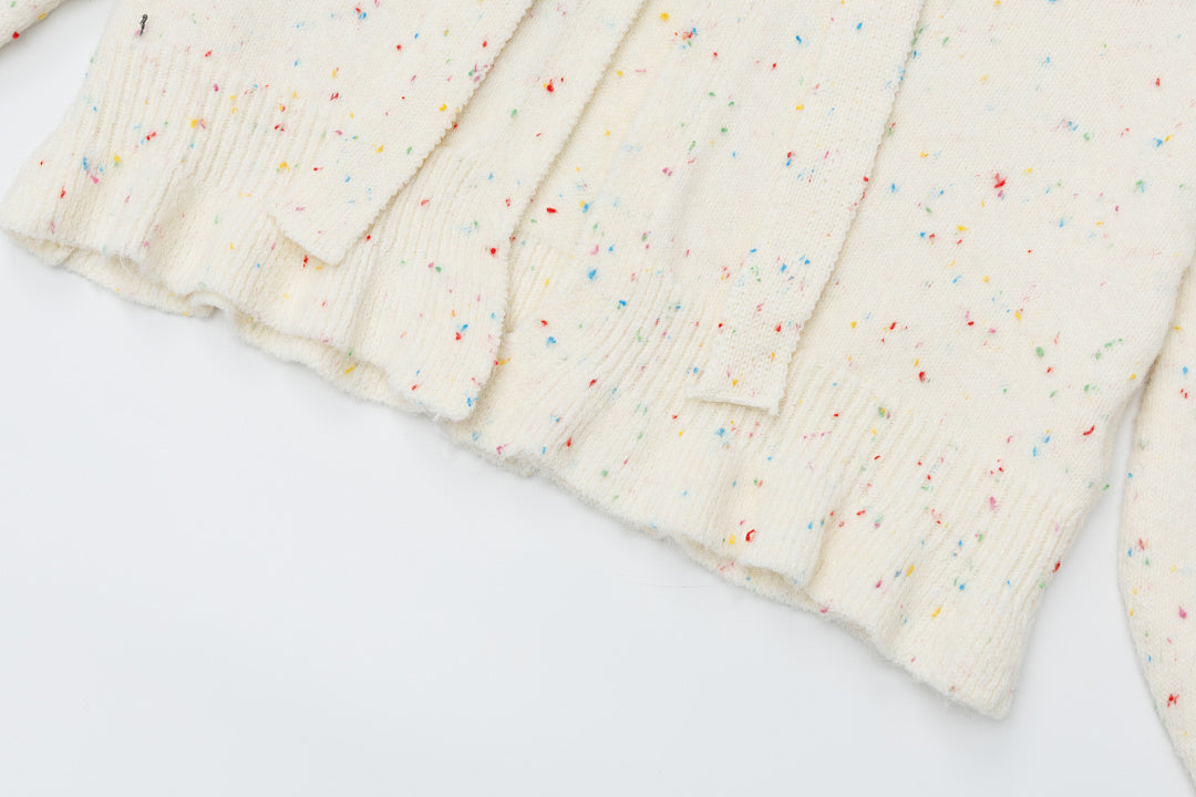 Speckled Kn Hoodie Cat‑Ear Lace‑Up Design