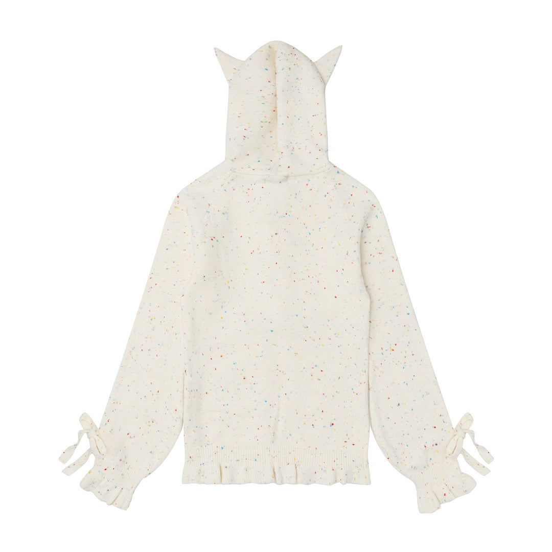 Speckled Kn Hoodie Cat‑Ear Lace‑Up Design