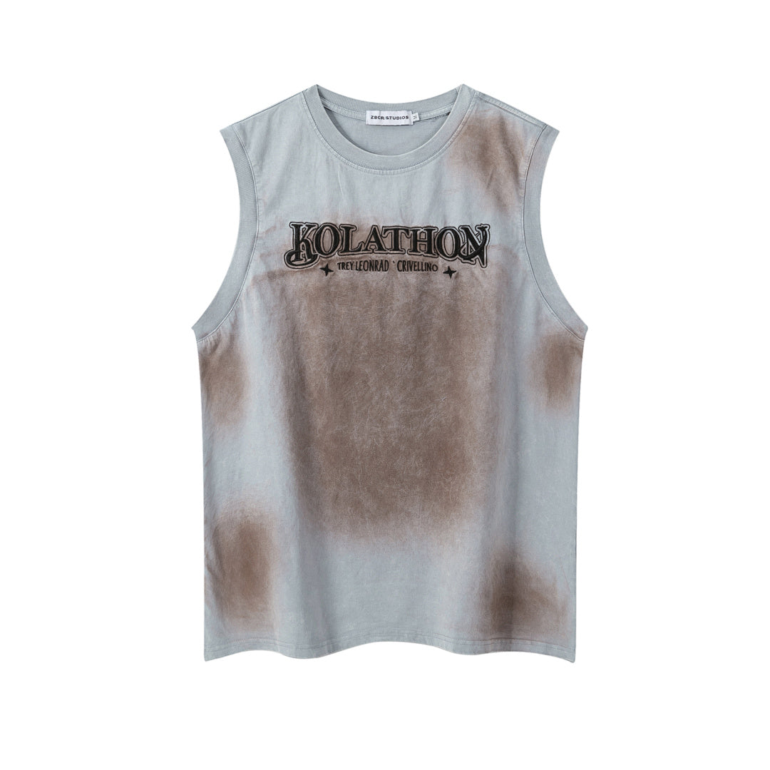 Blotchy Faded Gothic Letter Sleeveless Tank