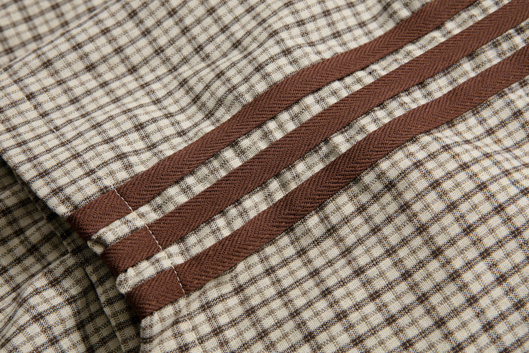 Gingham Patch Drawstring Hem Short Sleeve Shirt
