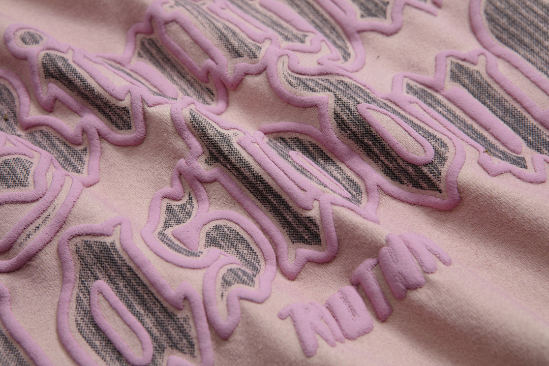 Gradient Wash Gothic Letter Embroidery Oversized Tee