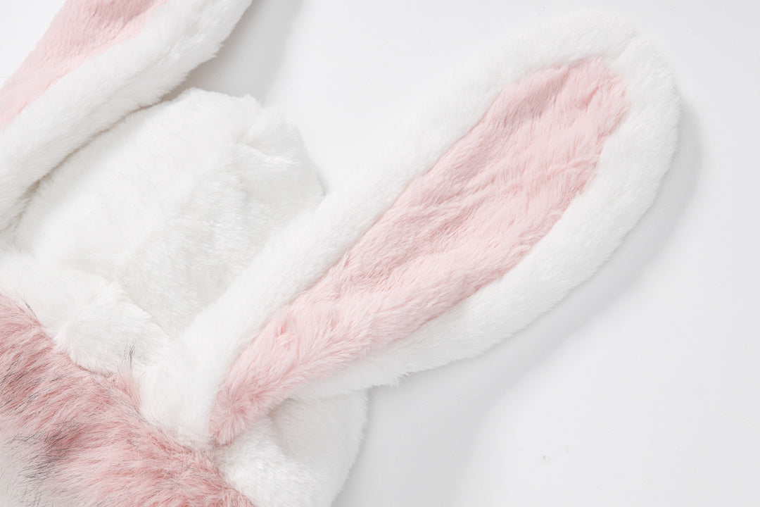 3D Bunny Ear Fuzzy Zip‑Up Plush Jacket