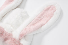 3D Bunny Ear Fuzzy Zip‑Up Plush Jacket
