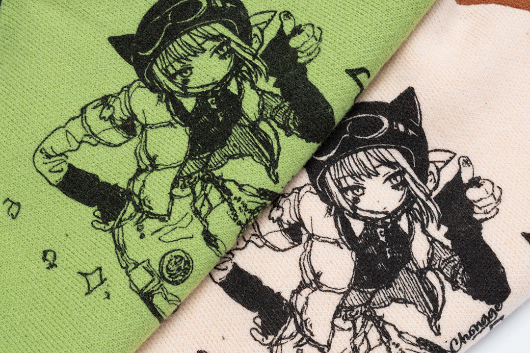 Raglan Star Knit Hoodie Anime Girl Graphic