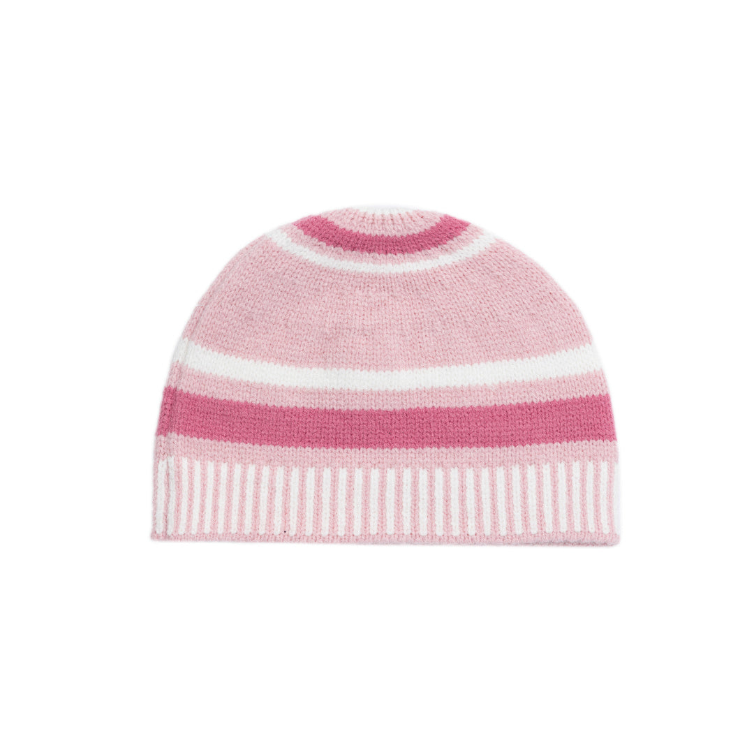 Fuzzy Stripe Knit Sweater Beanie Matching Set